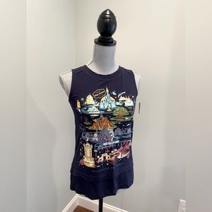 Disney Parks - Size XS - navy blue tank top w/ park themed graphics